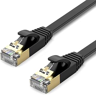 TBMax Cat7 Ethernet Cable 3m, High Speed RJ45 Gigabit LAN Network Cable 10Gbps STP Flat Internet Patch Cable for PC/Router/Switch/Xbox/Smart TV, Compatible with Cat5/Cat5e/Cat6, Black