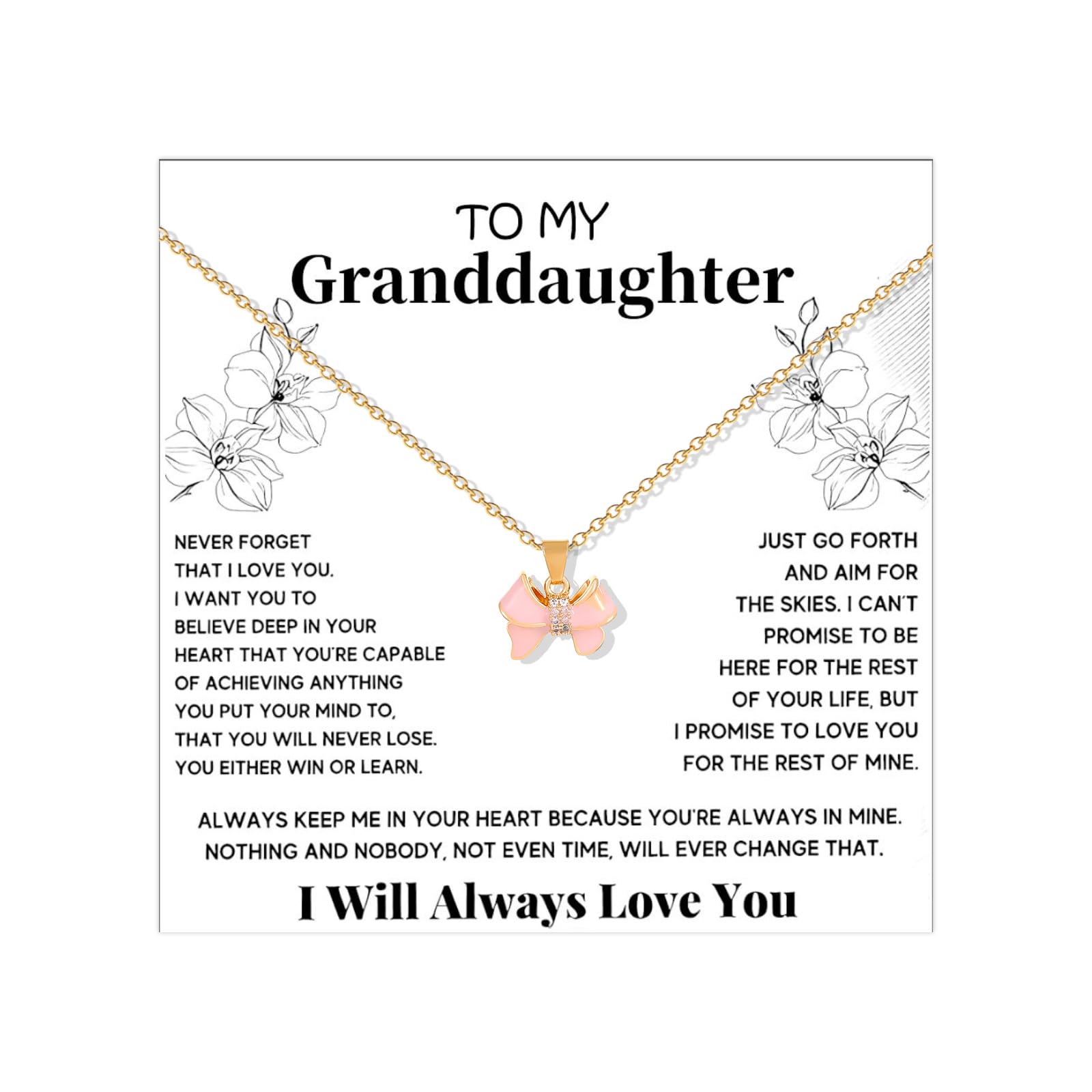 Embtrem Granddaughter Necklace, Meaningful Jewelry Gift from Grandma or Grandpa, Birthday Christmas Graduation Present, Sentimental Keepsake Pendant