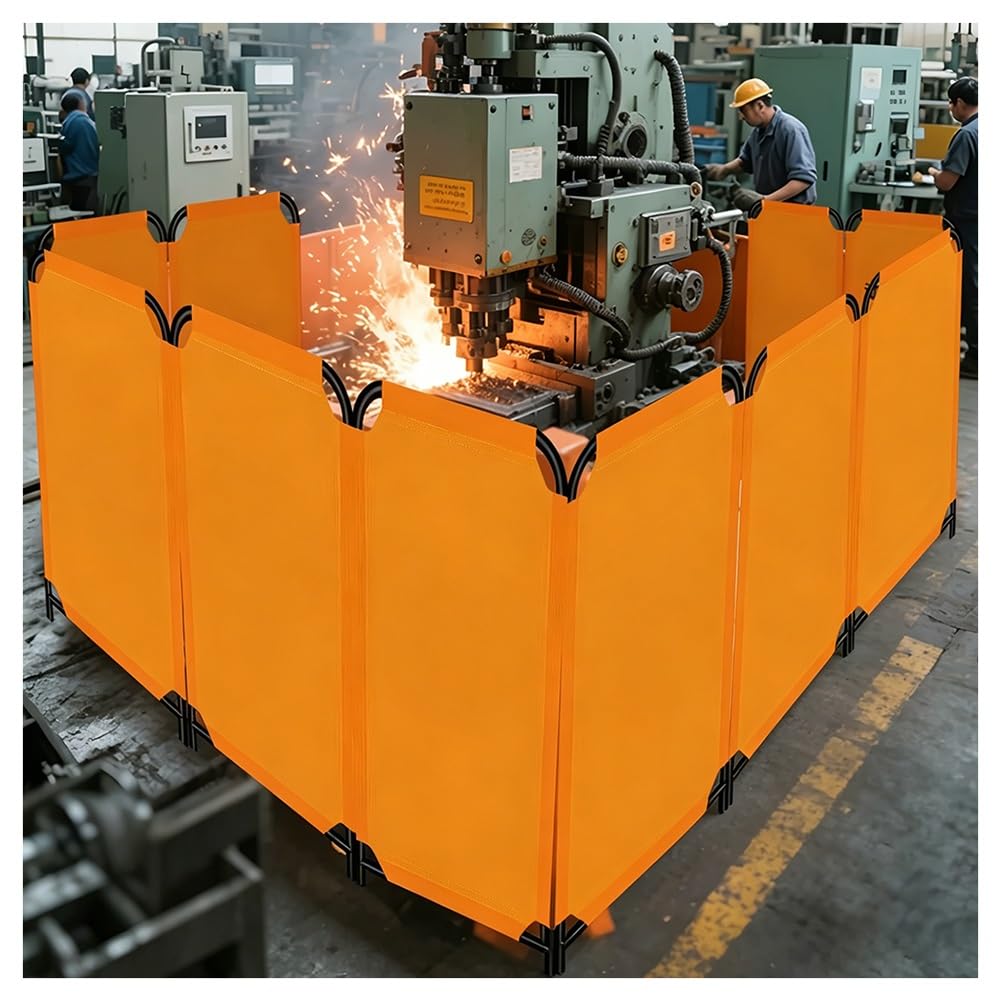 Welding Screen with Frame, Collapsible Mobile Fence Flame Retardant Fence, Portable Professional Flame-Resistant for Workshop Industrial and Contract Sites(58x110cm-5PCS)