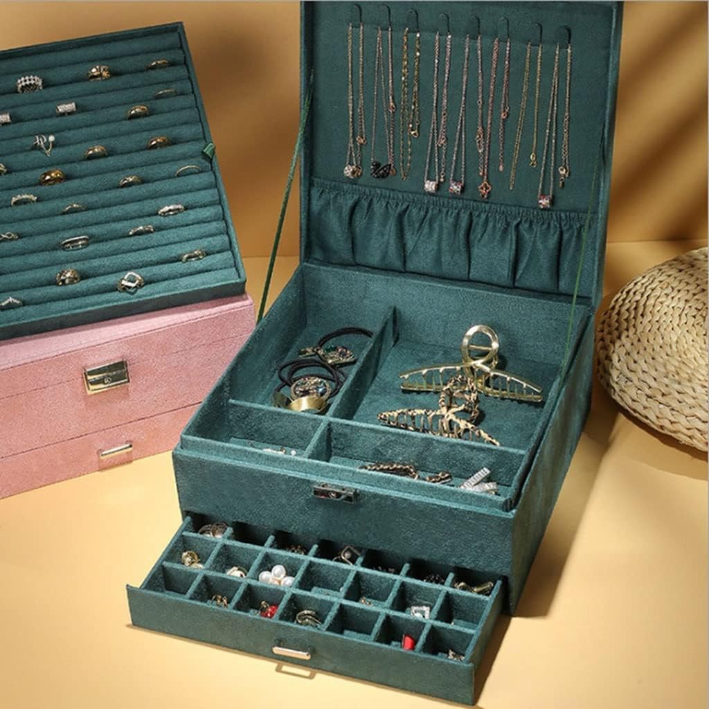 Jewellery Organiser Box, Jewelry Box 3-layer Jewelry Box Storage Box Necklace Ring Bracelet Bracelet Earrings Watch Jewelry Storage Box Velvet Jewelry Box Jewelry Boxes and Organizers