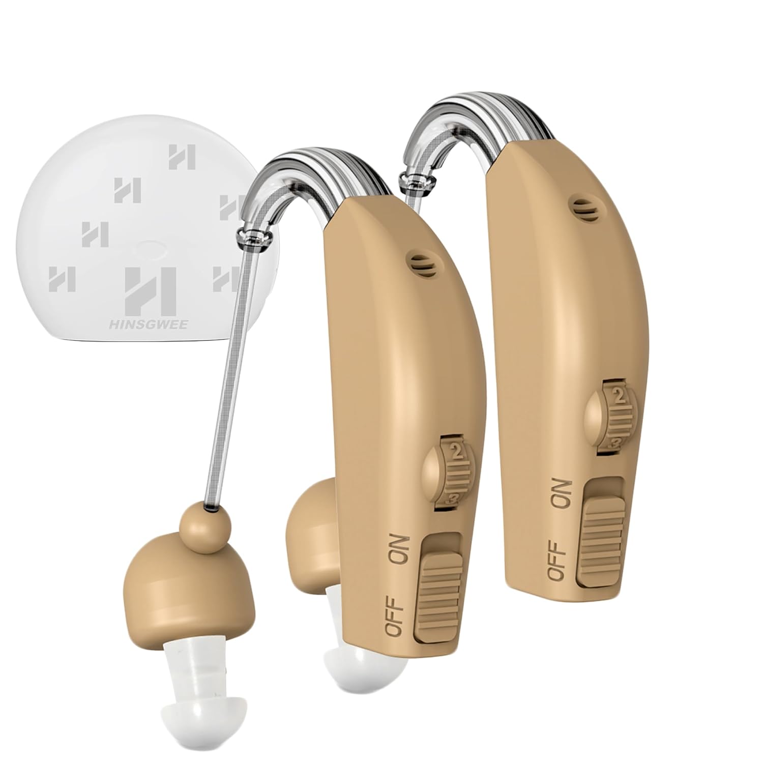Hearing Aids for Seniors, Rechargeable Hearing Amplifier with Noise Cancelling, Volume Control, Digital Hearing Assist Devices with Charging Box (ZQ) (S82)