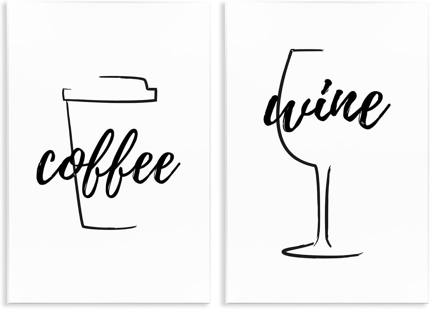Stupell Industries 'Simple Coffee Wine Drawing'| 2pc Canvas Art Set 2 | Stupell Industries | 16 x 24 Inches, Easy to Hang and Sturdy, Made in USA, by Martina Pavlova