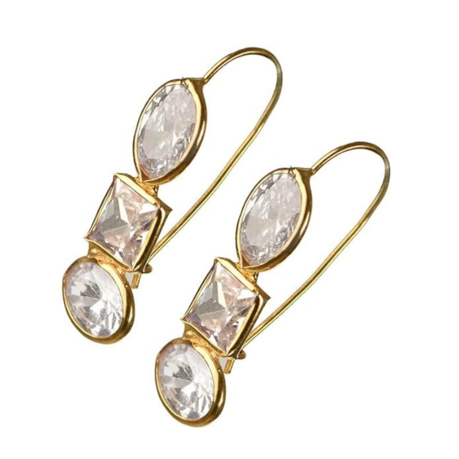 Slayinbyneelima 14k Hallmark Gold Snowdrop Earrings for Girls & Women (White Polki Stones) BIS Hallmark Certified Gold Jewellery