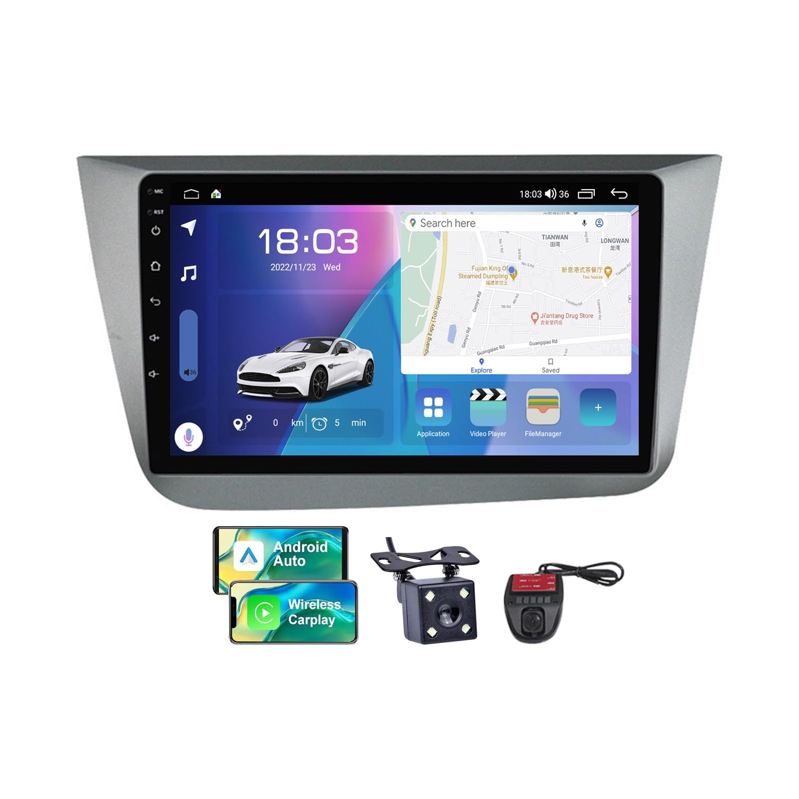 Autoradio Seat Altea Android 13 pour supprimer les angles morts en reculant