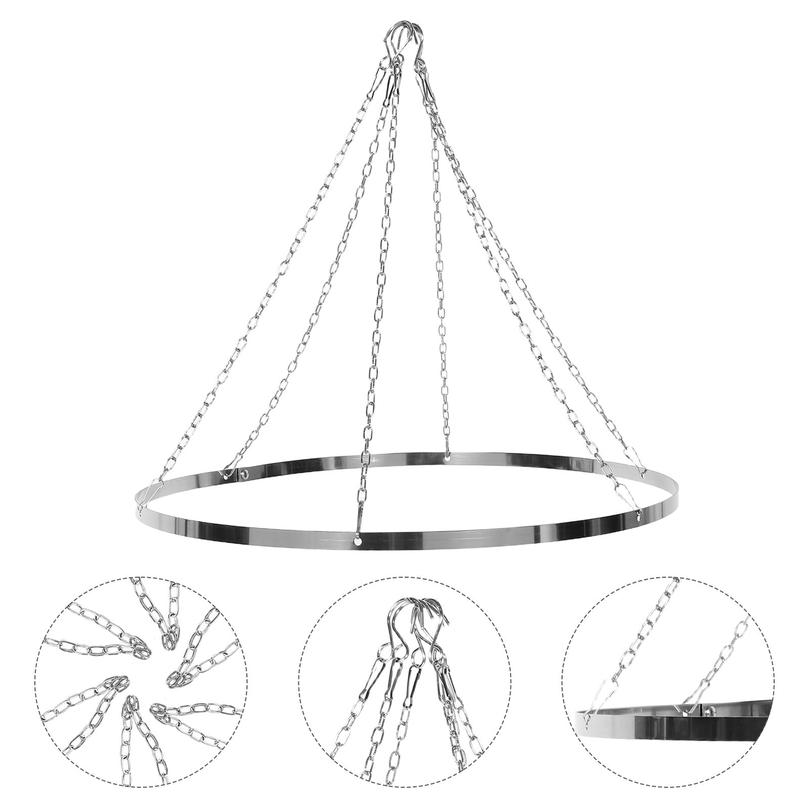 VICASKY Anneau Métallique Rond 60 Cm Suspendre de Rideaux, Kit de Drapage de Cérémonie, Support de Plafond en Métal Inoxydable, Accessoire Décoration Mariage Intérieur et Extérieur