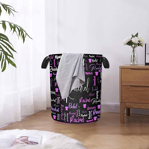 Miniatura 9 de MyPupSocks Cesta de lavandería con nombre personalizado, monograma inicial personalizado y cesta de lavandería verde y blanco para bebés para niñas