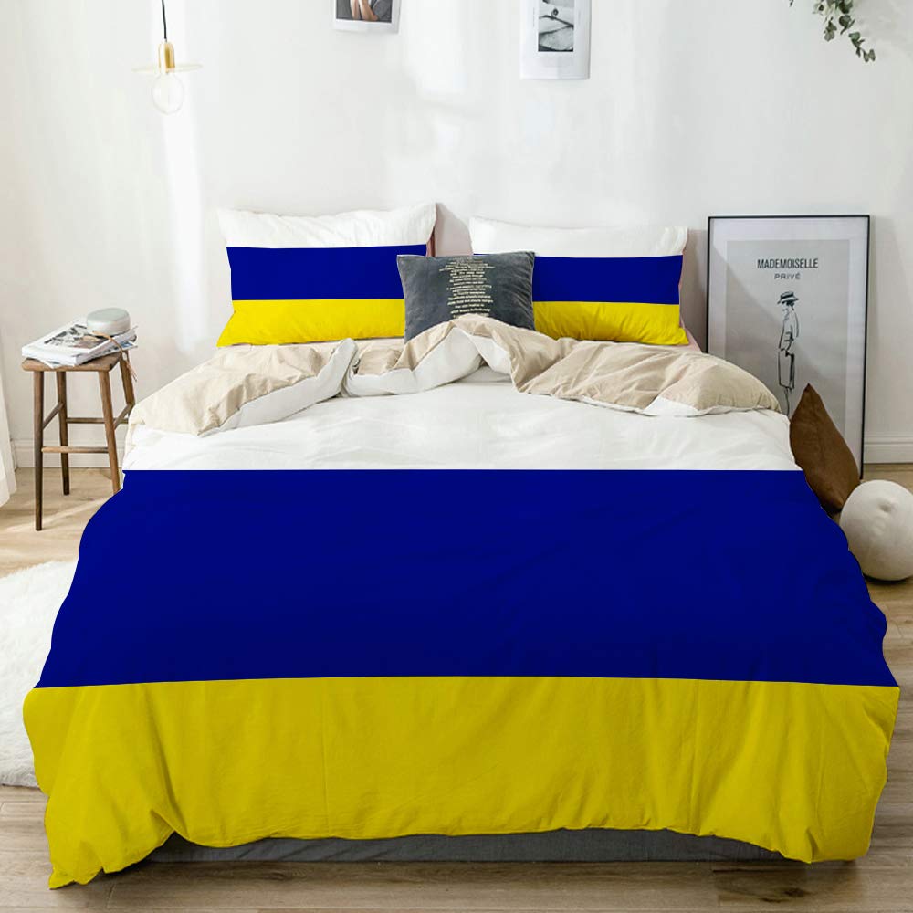 Qinco Style07 Bedding-Duvet Cover Set,Beige,Leeds United Tricolour,Microfibre 200X200 With 2 Pillowcase 50X80,Double