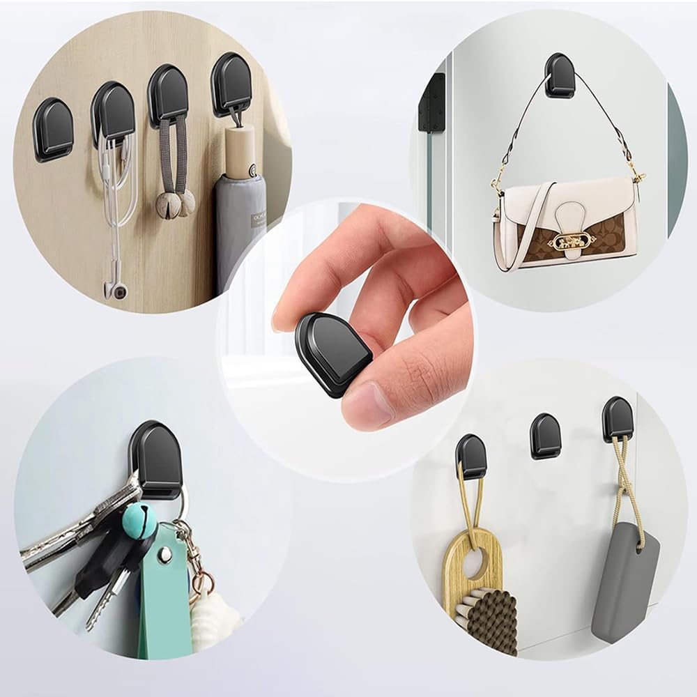 10 PCS Car Sticky Hooks Multifunctional Vehicle Adhesive Hanging Car Storage for Key USB Cable Earphone Cable Holder Vehicle Decor (Black)