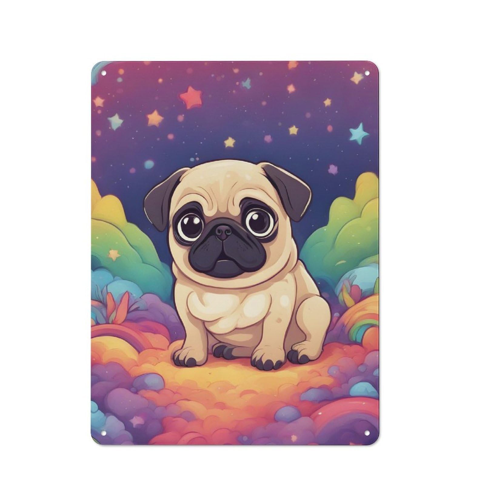 Junmoney Little Pug Rustic Metal Sign 40X30cm For Lounge Or Reading Corner, For Reading Corner Decorators