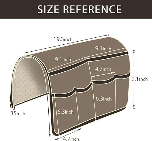 Miniatura 2 de HAOMAIJIA Organizador de reposabrazos antideslizante para sofá, silla de noche, organizador de almacenamiento para sofá reclinable con 6 bolsillos