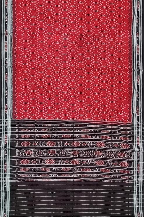 Image of Ikat Women's Cotton Saree, Handmade Pure Cotton Khandua Saree, Ikkat Orissa Traditional Handloom Saree Without Blouse