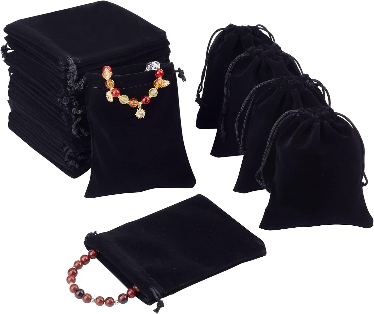 Swastikart Pack of 25 (4X4) Inch Solid Dark Black Velvet Drawstring Potli Pouch Bags Best for Small Precious Jewelerry Ornaments Coin Gifting (B0DDHLB34D) Amazon Price History, Amazon Price Tracker