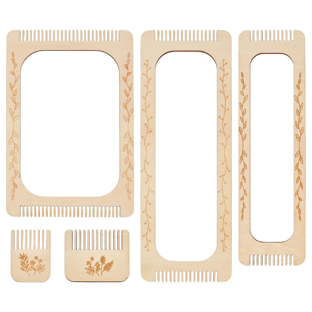 BENECREAT 5 Pcs Rectangle Weaving Loom Kit, 5 Styles Bookmark Weaving Tool, Loom Tool for Beginners and Weaving Enthusiasts(10x2.7x0.1 inch)-image-46