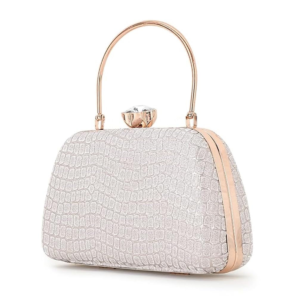 Bridal Clutch Bag for Women – Elegant Satin Evening Purse, Wedding & Bridesmaid Clutch Bag, Cocktail Purse with Detachable Chain Strap for Weddings-image-5