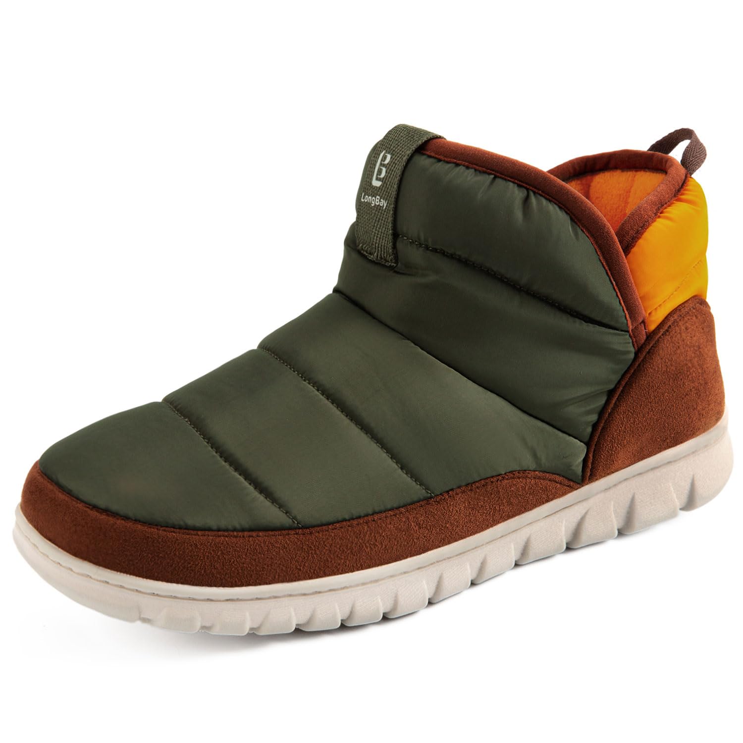 Men's Nylon Boots Warm Memory Foam Non-Slip for Indoor Outdoor Rubber Sole Snow Boots Slipper Winter House Shoes