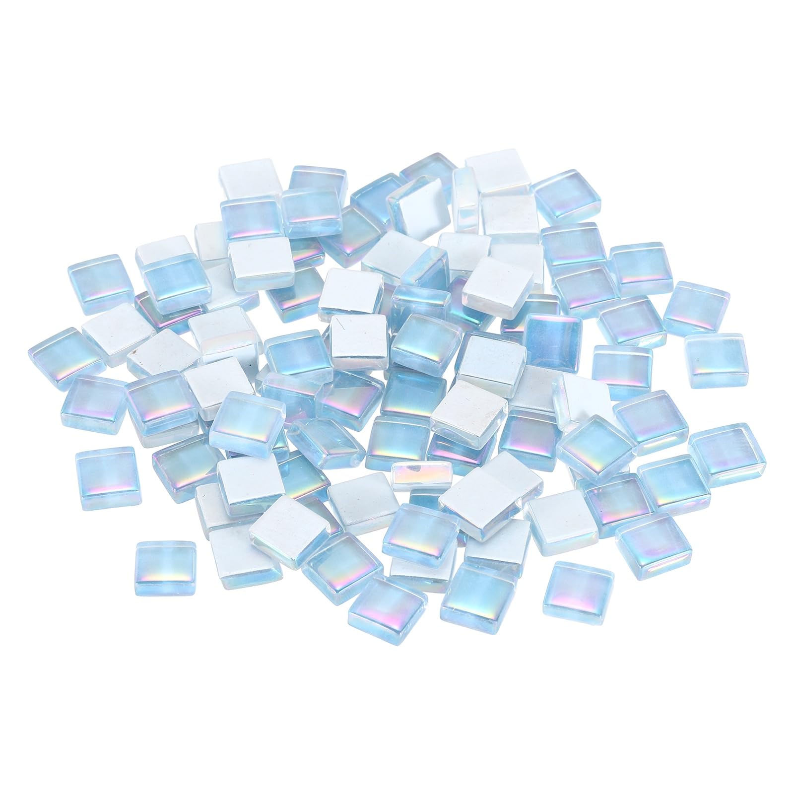 sourcing map Mosaic Tiles, 1 x 1cm Micro Glass Tiny Mini Mosaic Tile DIY Hobbies Handmade Crystal Free Stone Craft Material Creativity (AB Blue Pack of 110)