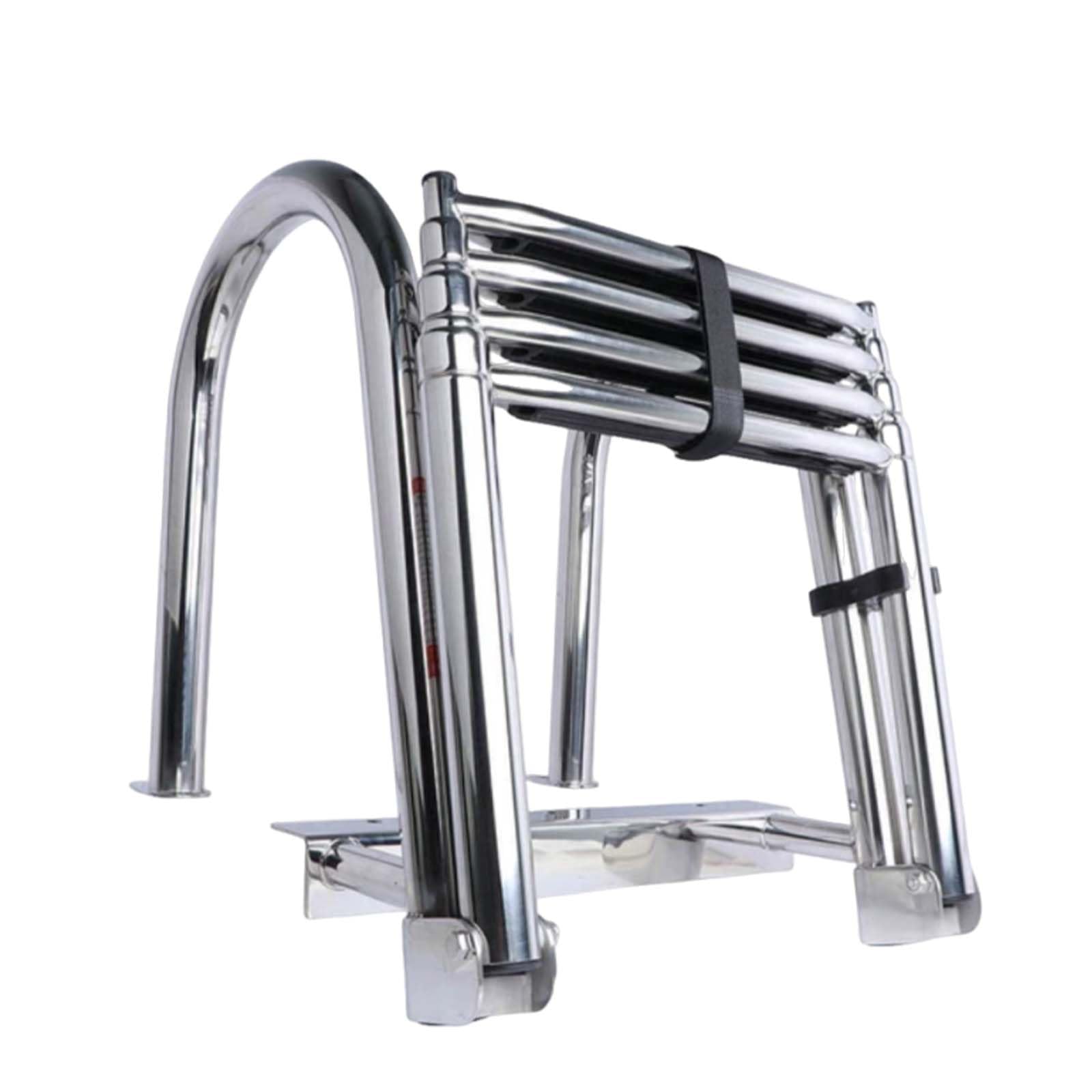 Falenia 4 Step Folding Boat Ladde Swimming Ladder Ladder Ship's Marine Dock Stainless Upper Platform Pontoon For Dock Swim Pool Marine, 304.