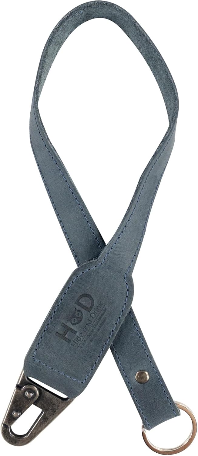 Hide & Drink, Keychain Lanyard, Badge Holder, Clip to Attach to House, Car, and Apartment Keys, Full Grain Leather, Handmade