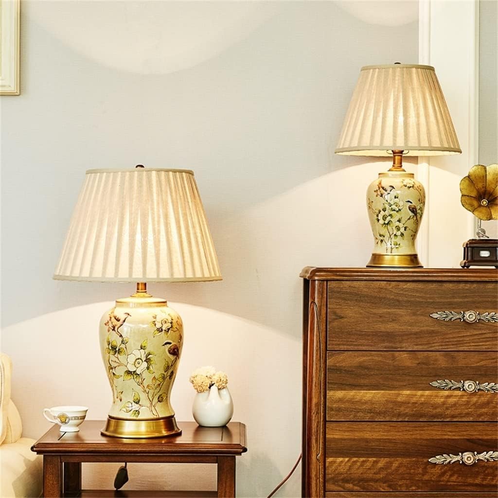 DFAEEKIYO Desk lamp Country Living Room Ceramic Table Lamp Exhibition Hall Decoration Lamps Chinese Classical Bedroom(2)
