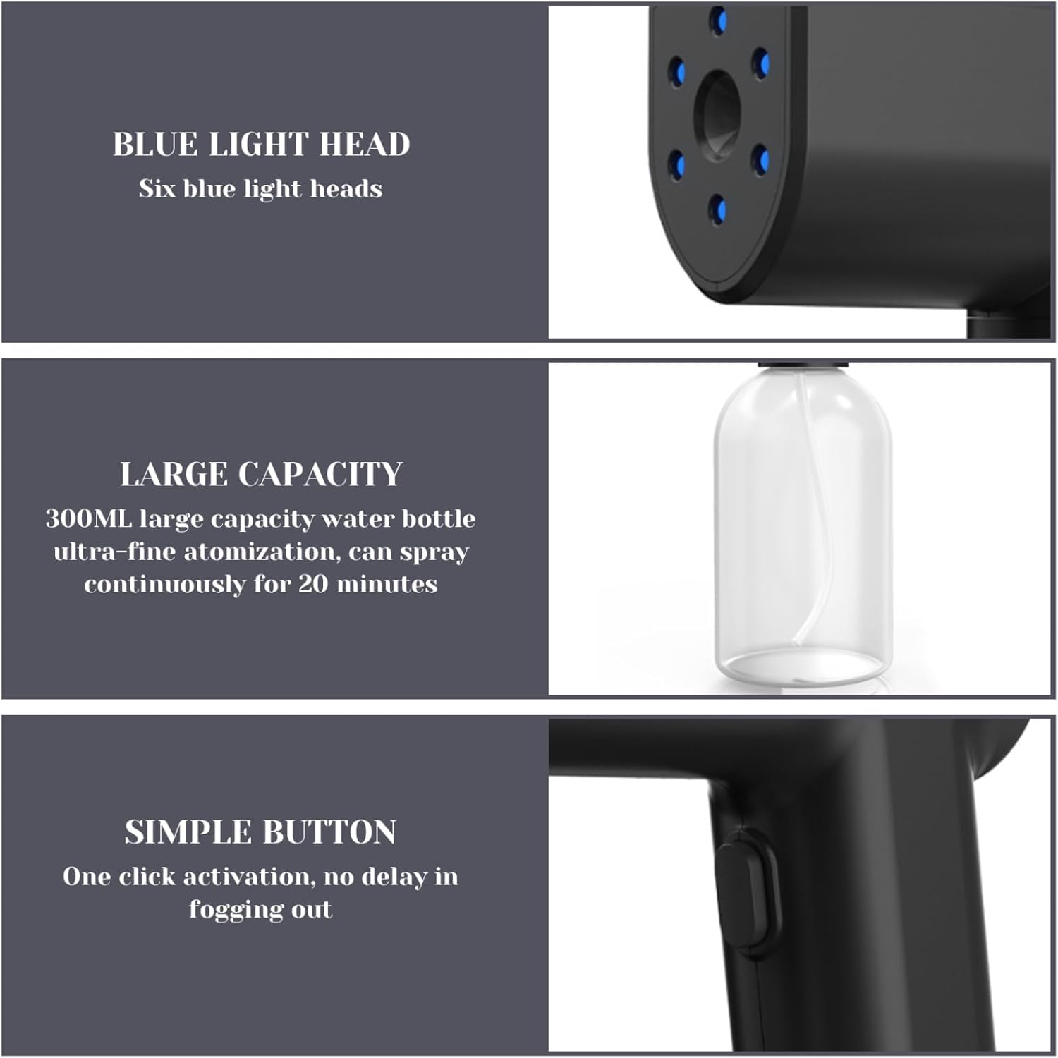 Buachois Atomizzatore Elettrico 250ml, Spruzzatore a Mano Nebulizzatore per Casa Auto Ufficio, Leggero e Portatile con Ugello ad Alta Prestazione (Bianca)
