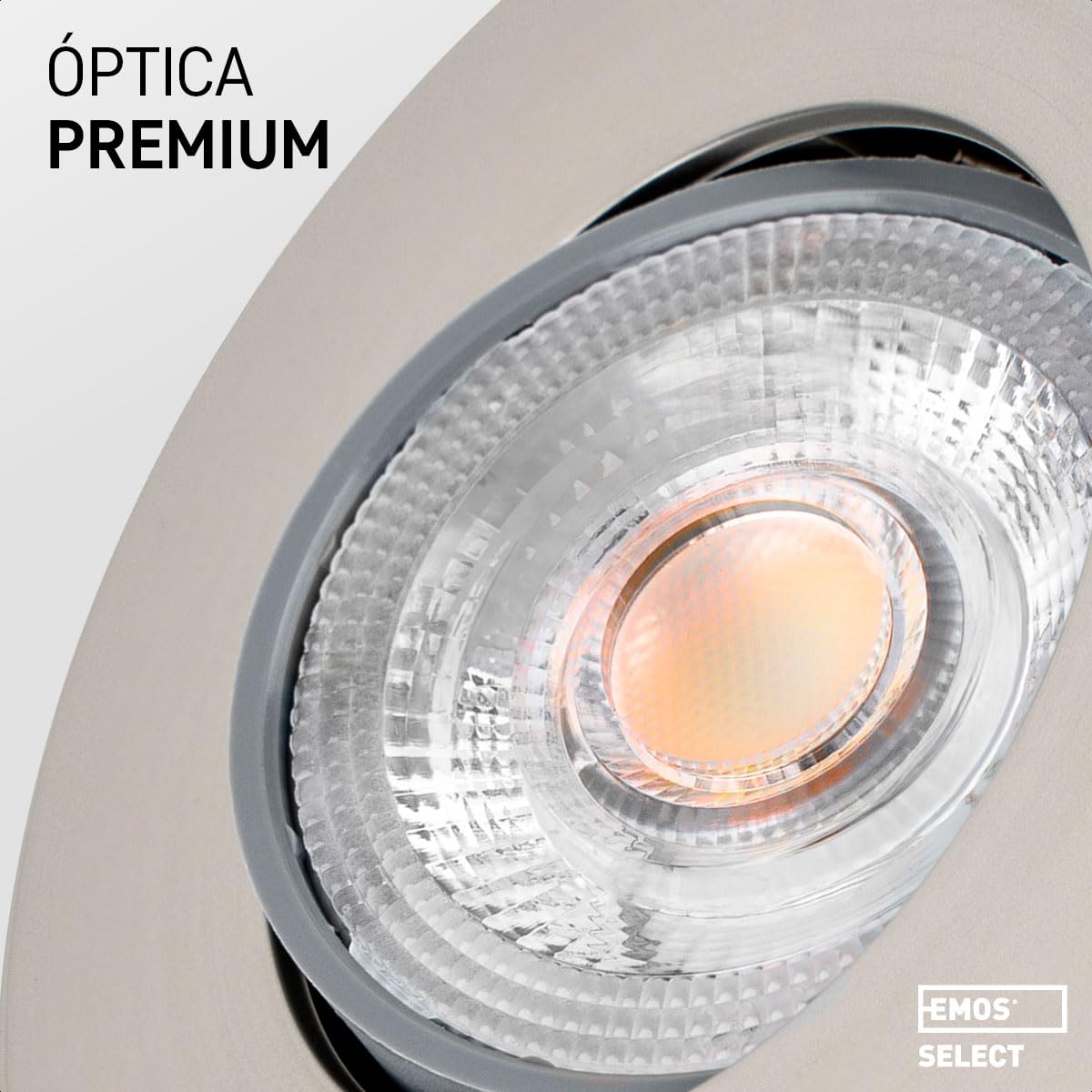 EMOS Focos Led Interior Techo, 230 V, 4.9 W/380 lm, 50° orientable, extra plano, blanco cálido 3000K, 12 Pack, Ojos de Buey Led Para Techo, níquel