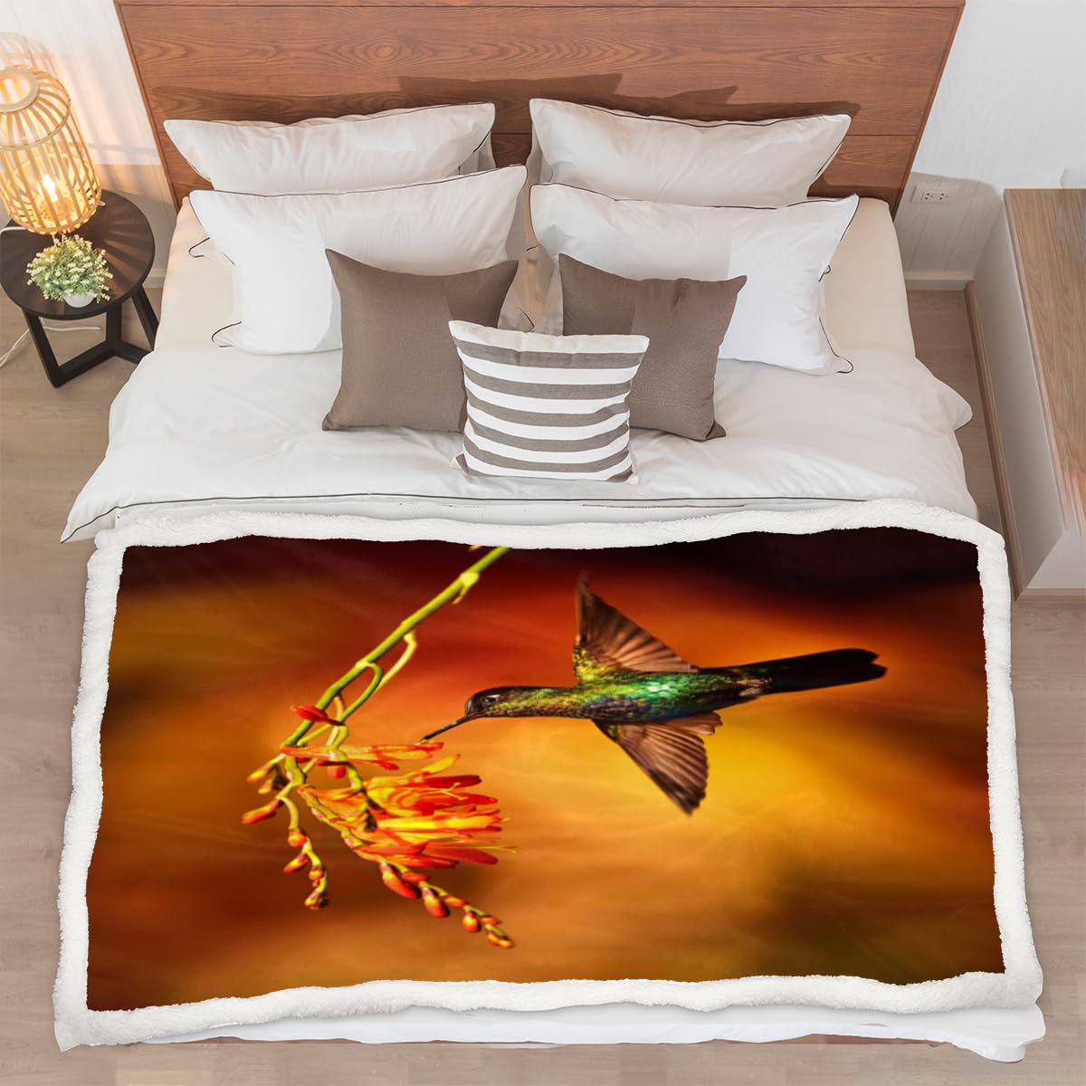 Coperta In Pile Con Stampa Colibrì – 127 X 152 Cm – Morbida E Leggera Per Divano, Letto, Viaggi – Tutte Le Stagioni
