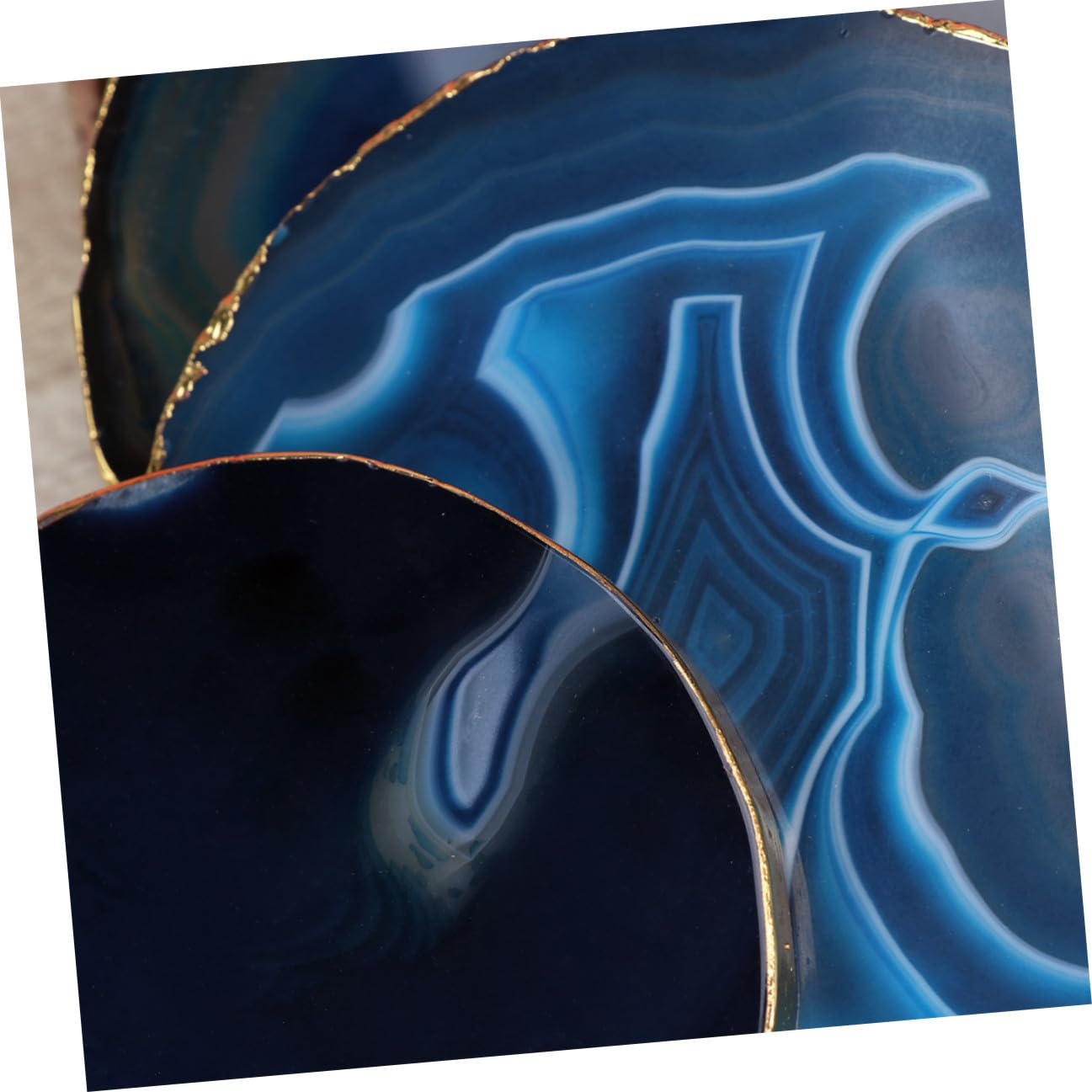 Sottobicchieri Geometrici Creativi in Agata Blu 4 Pezzi | Bevande e Tazze, Forma Rotonda Moderna, Alta Resistenza al Calore, Effetto Antiscivolo