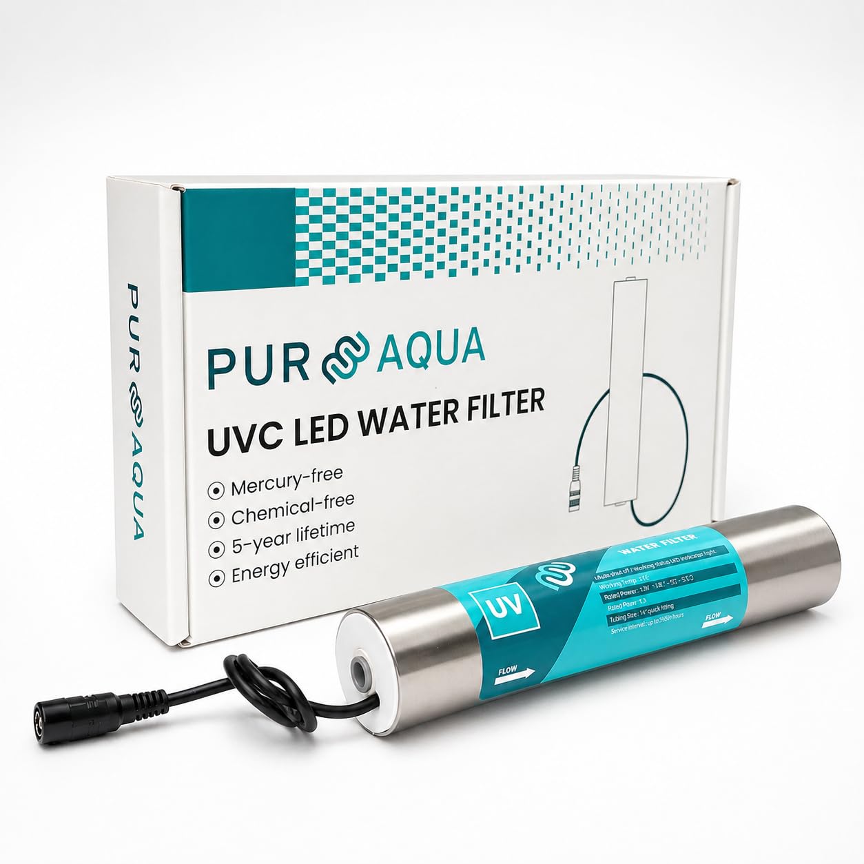 AORA UVC LED Lampe für Umkehrosmoseanlagen, Wasserfilter, Wohnmobil | entfernt 99,99% Bakterien, Viren | chemiefreie UV Sterilisation | Trinkwasser-Desinfektion | 5 Jahre Lebensdauer | 1,8-3 L./ Min.