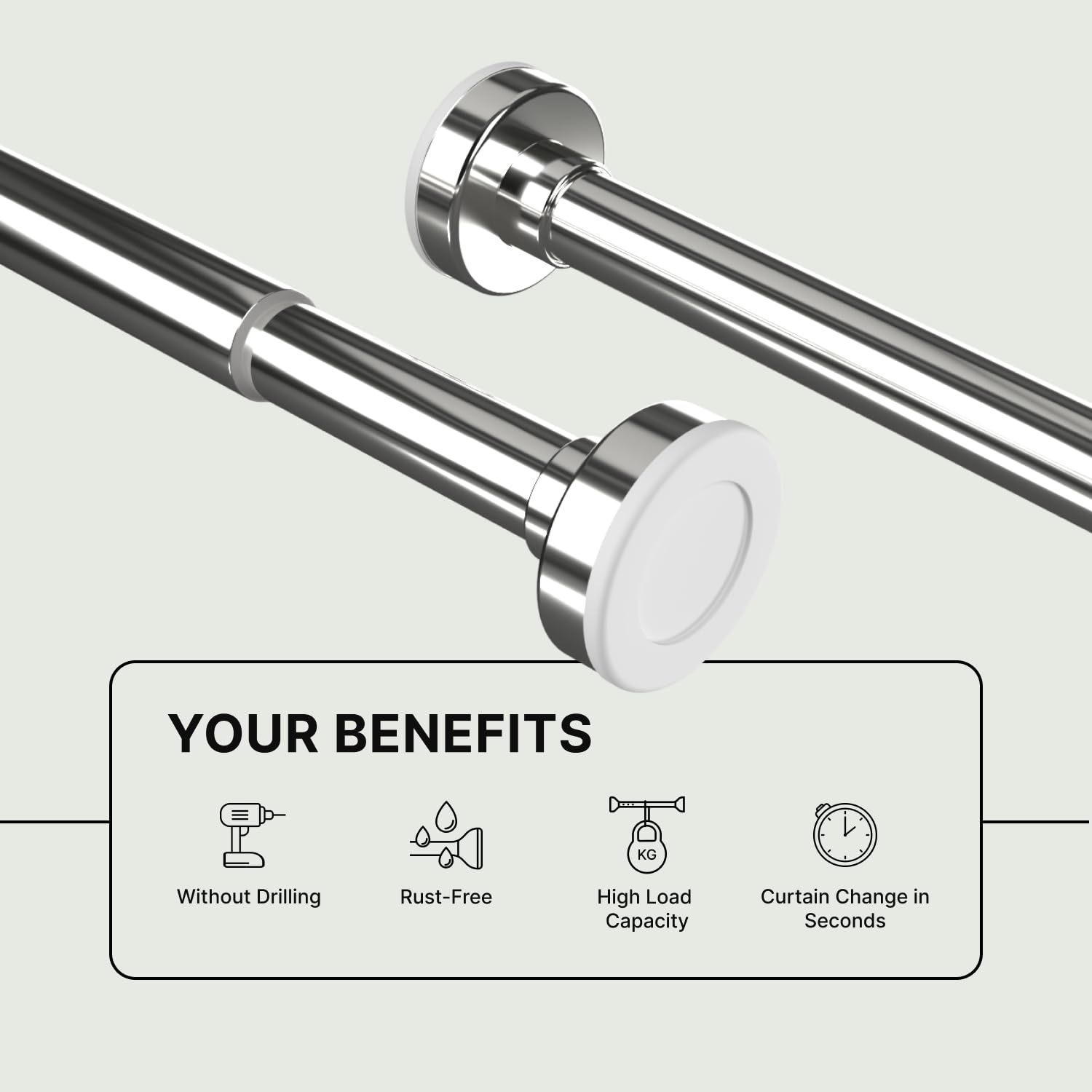 DYHOME Tringle à Rideau De Douche En Acier Inoxydable, Antidérapante Et