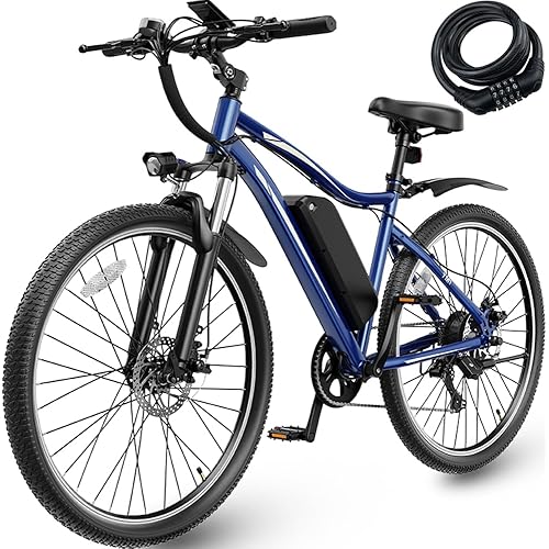 Electric Bikes for Adults, 27.5" E Bikes for Adults with 1200W Peak Motor, 28 MPH, 50+ Miles Range Electric Bicycle, E Mountain Bike with 48V 10.4AH Removable Battery