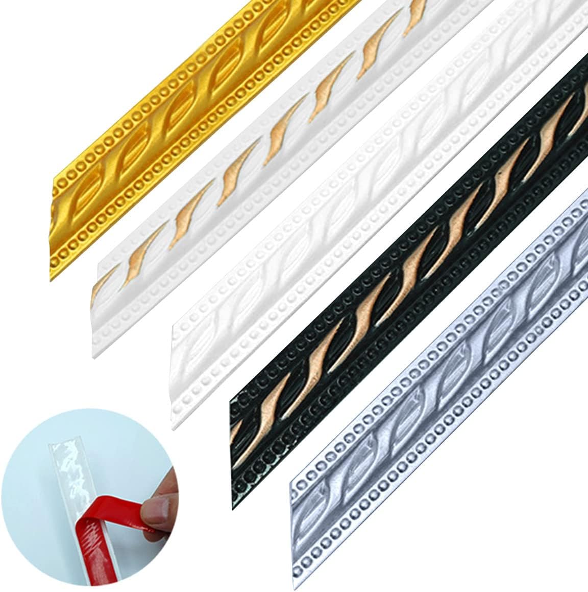 ECYC Ltd 0.78 in x 6.56 ft Peel and Stick Flexible Molding Trim Caulk Molding Trim Strip, Waterproof Self Adhesive PVC Wall Sticker Border Trim 3D Wall Edging Strip Mirror Frame Trim for Home Decor