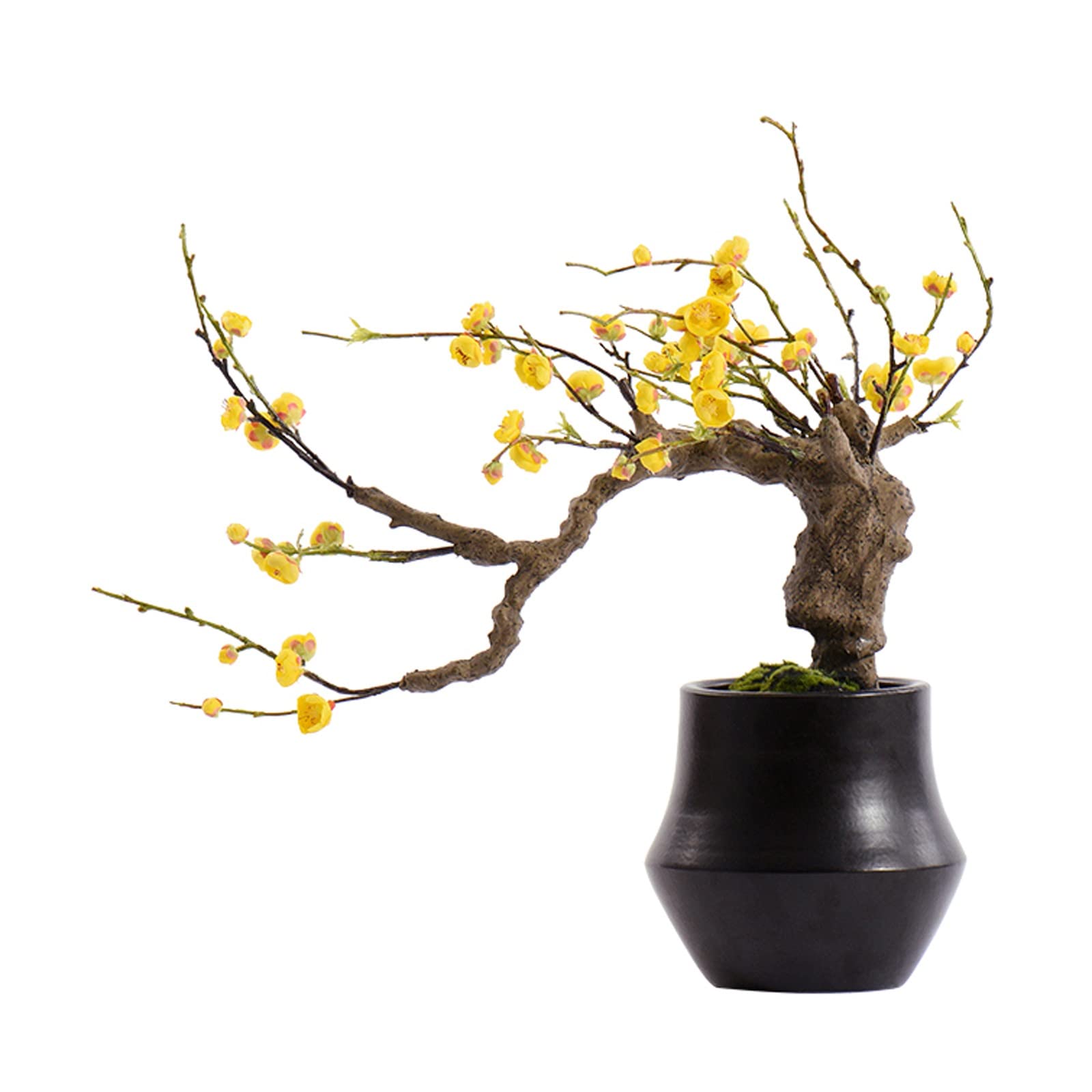 HCZKIUJY Artificial Plants Yellow Plum Blossom Bonsai Silk Tree Artificial Bonsai Tree Home Decoration Faux Plants for Indoor Book Shelf Room Decor Fake Plants Decor