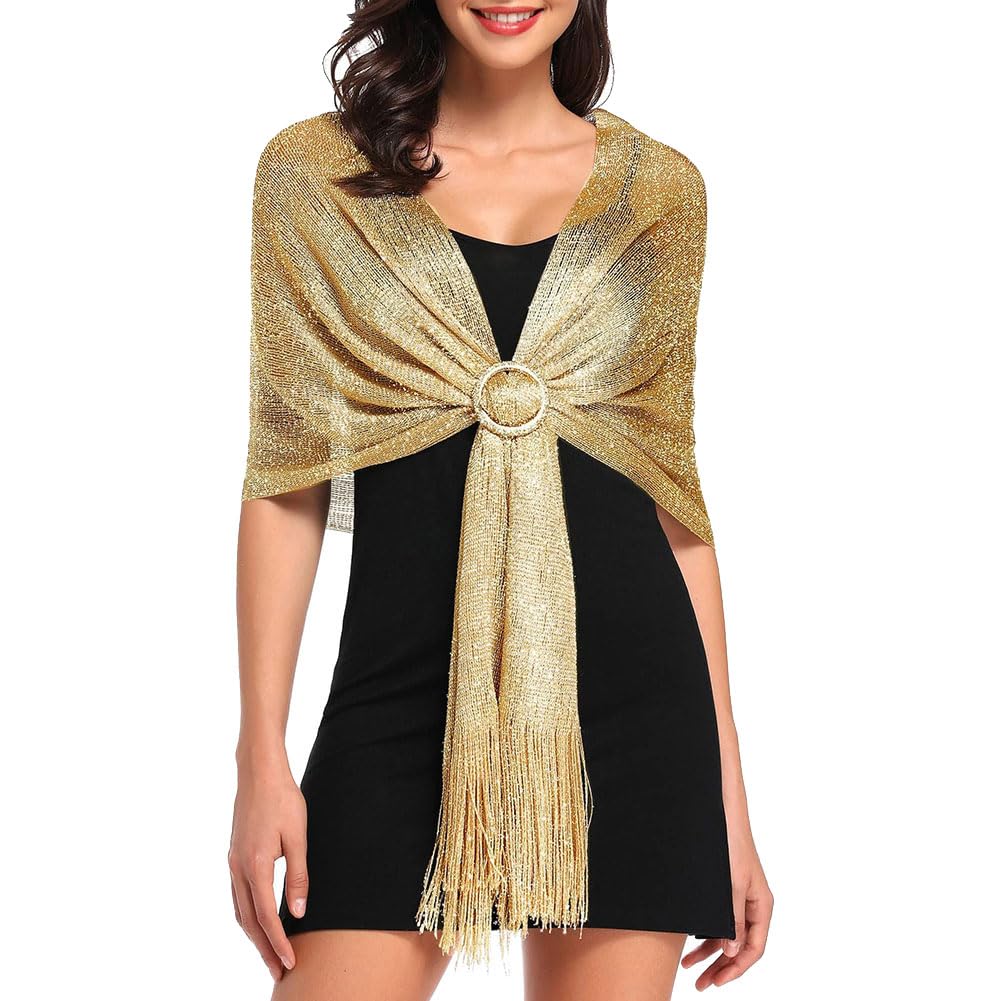 ccHuDE Gold Glitter Shawl Wrap for Women, Formal Wedding Bridal Shawl, 160  x 50cm, Polyester at Amazon Women's Clothing store