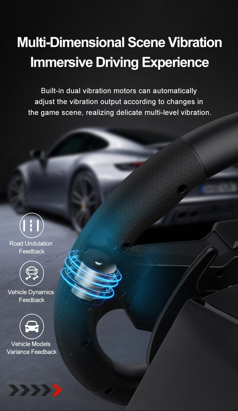 Coverzone Direksiyon Seti – 900° Dönüş, Çift Motorlu Titreşim, 16-Bit Manyetik Encoder, Rgb Işıklı Geri Bildirim, Hall Sensörlü Metal Pedal, Pc Ps4 Xbox Uyumlu Gerçek Sürüş Deneyimi Pxn V900 Gen2