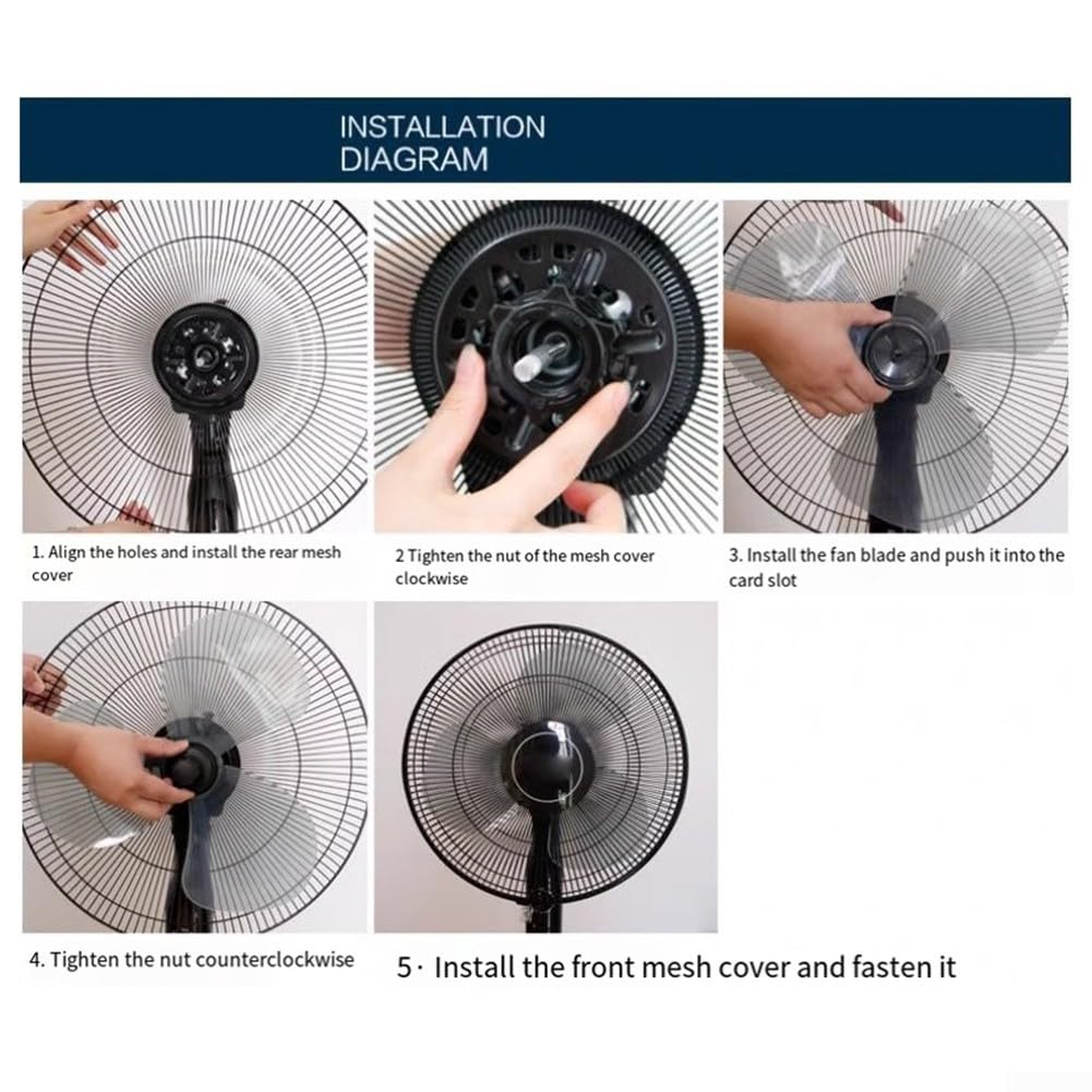 Ventola silenziosa da 40,6 cm con copertura a dado, ventola di ricambio per ventilatore da tavolo da tavolo, fornisce un flusso d'aria efficiente (ventilatore)
