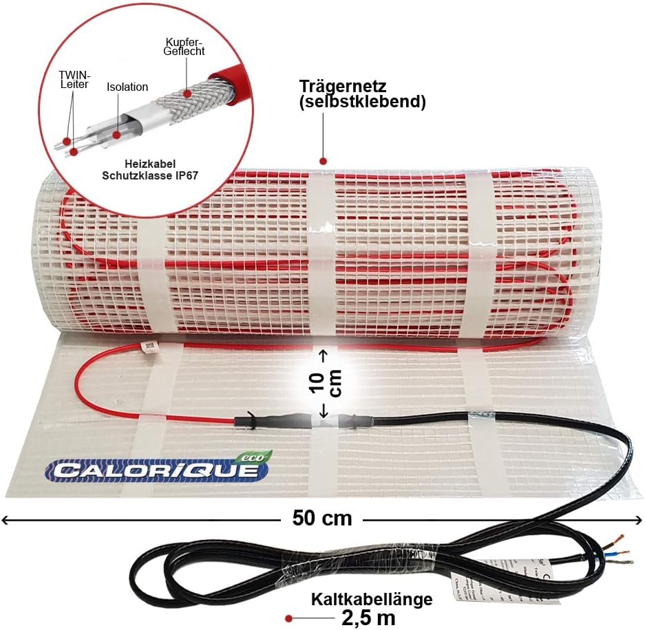 ECO Estera De Cable De Calefacción Eléctrica - 4m² - Calefacción Por Suelo Radiante 150W/m² - Tecnología TWIN - [A +++]