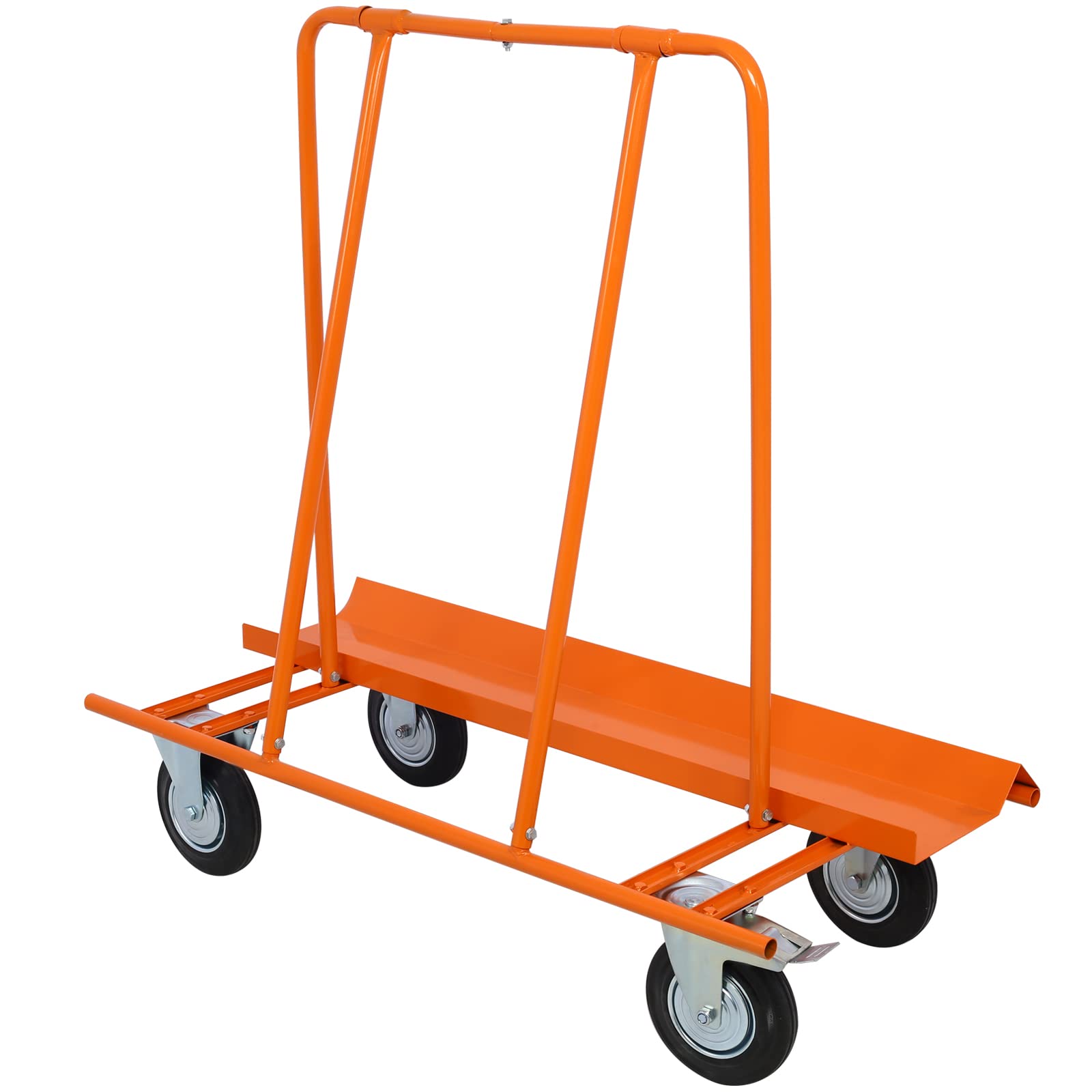 Heavy Duty Drywall Sheet Cart Panel Dolly with 4 Swivel and Brake Wheels 1800lbs Load Capacity,Orange