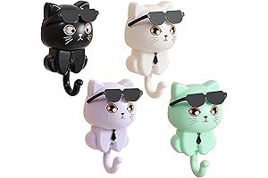 Cute Cat Key Hooks, Creative Wall-Mounted Adhesive Hook for Key, Scarf, Hat,...