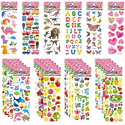 Jsdoin 50 Sheets 3D Stickers for Kids Cover