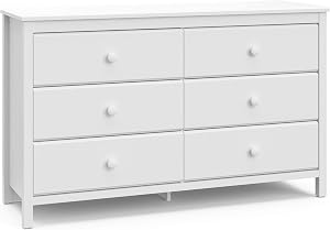 Storkcaft Alpine 6 Drawer Dresser (White) – Stylish Storage Dresser Chest for Bedroom, 6 Spacious Drawers with Handles, Coordinates with Any Kids Bedroom or Baby Nursery