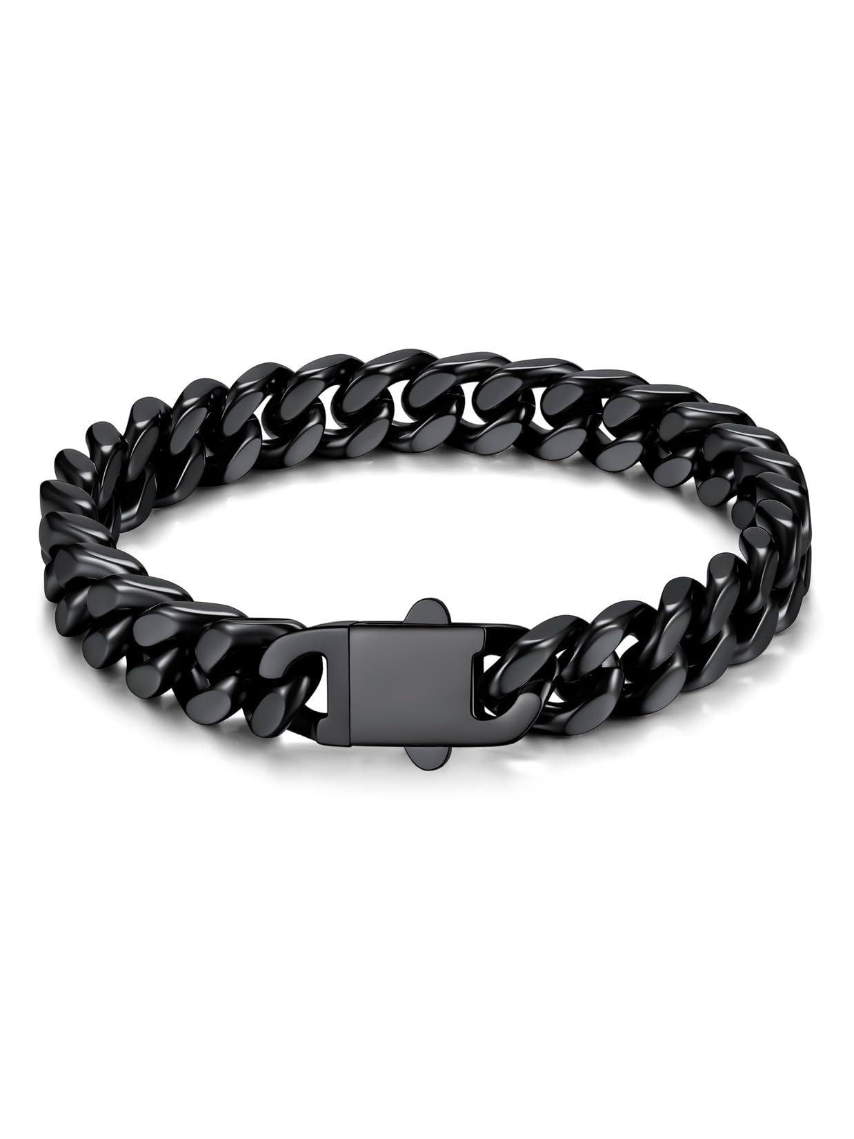 U7 Cuban Link Bracelets for Men Stainless Steel Wrist Bracelet Silver Black Gold Cuban Hand Chain Bracelet for Mens Women, 5/7/9/12mm Width, 7.5/8.3/9