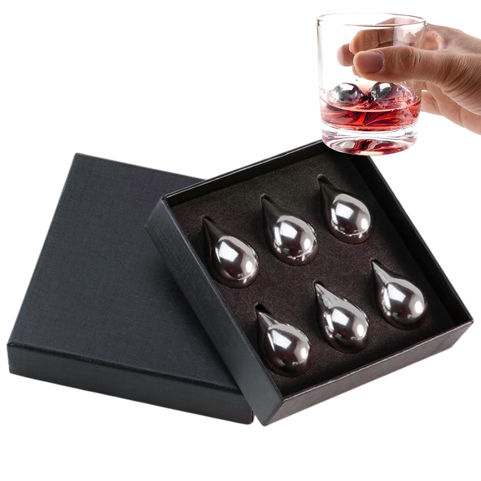 Bloques de hielo de acero de alta calidad y diseño de gota para licores selectos