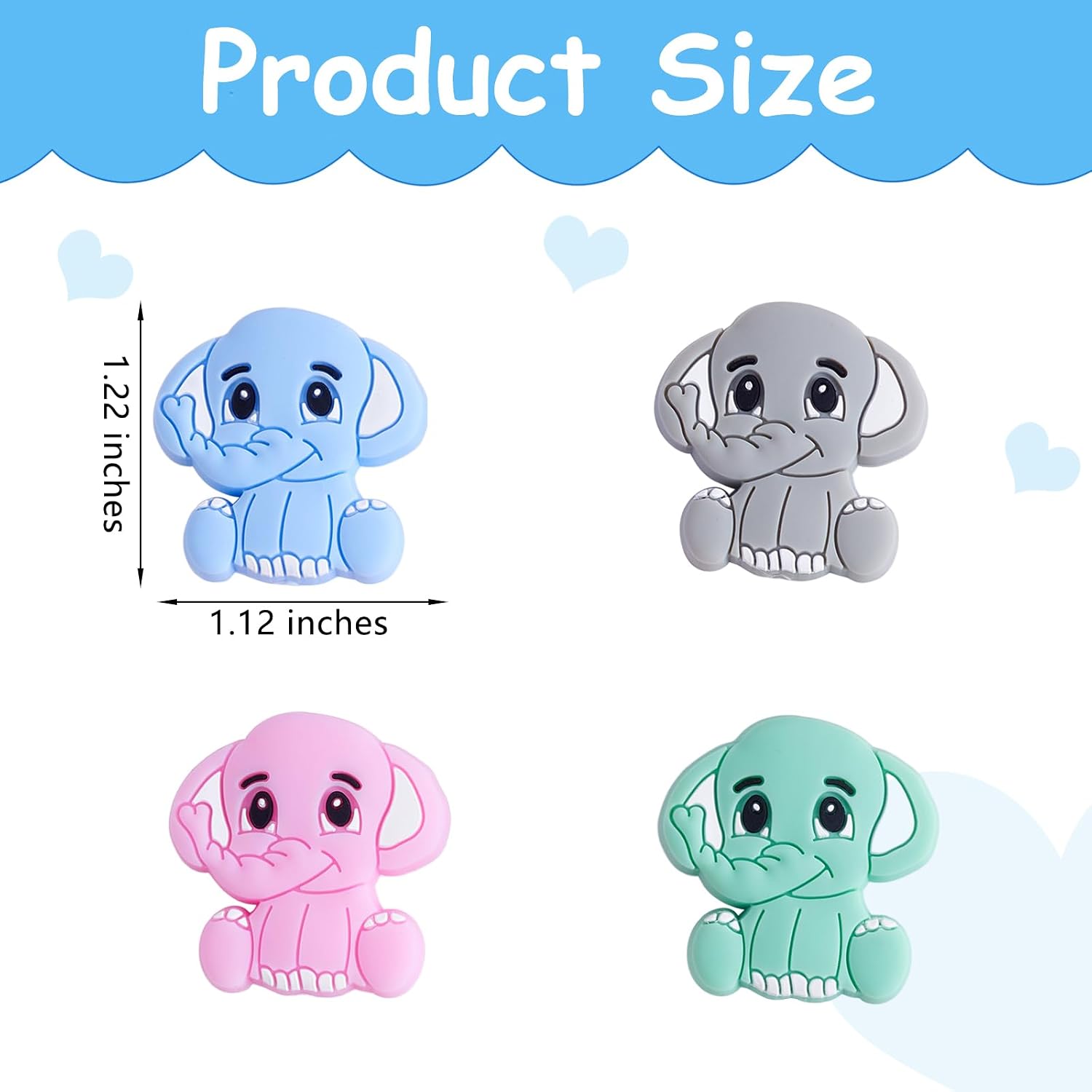 Animal Silicone Beads for Keychain Making, Elephant, 12 Pcs image 2