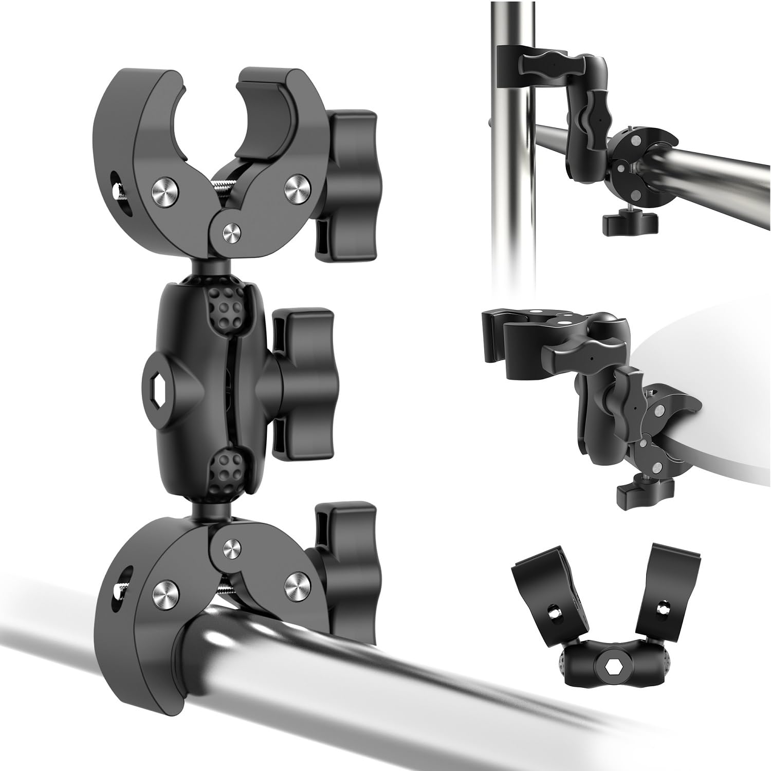 TsOnaRegion Double Super Clamp Mount Umbrella Clamp for Chair Clamp for Photography & Video Studio (5LB Load) - Compatible with Light Stands, Monitors
