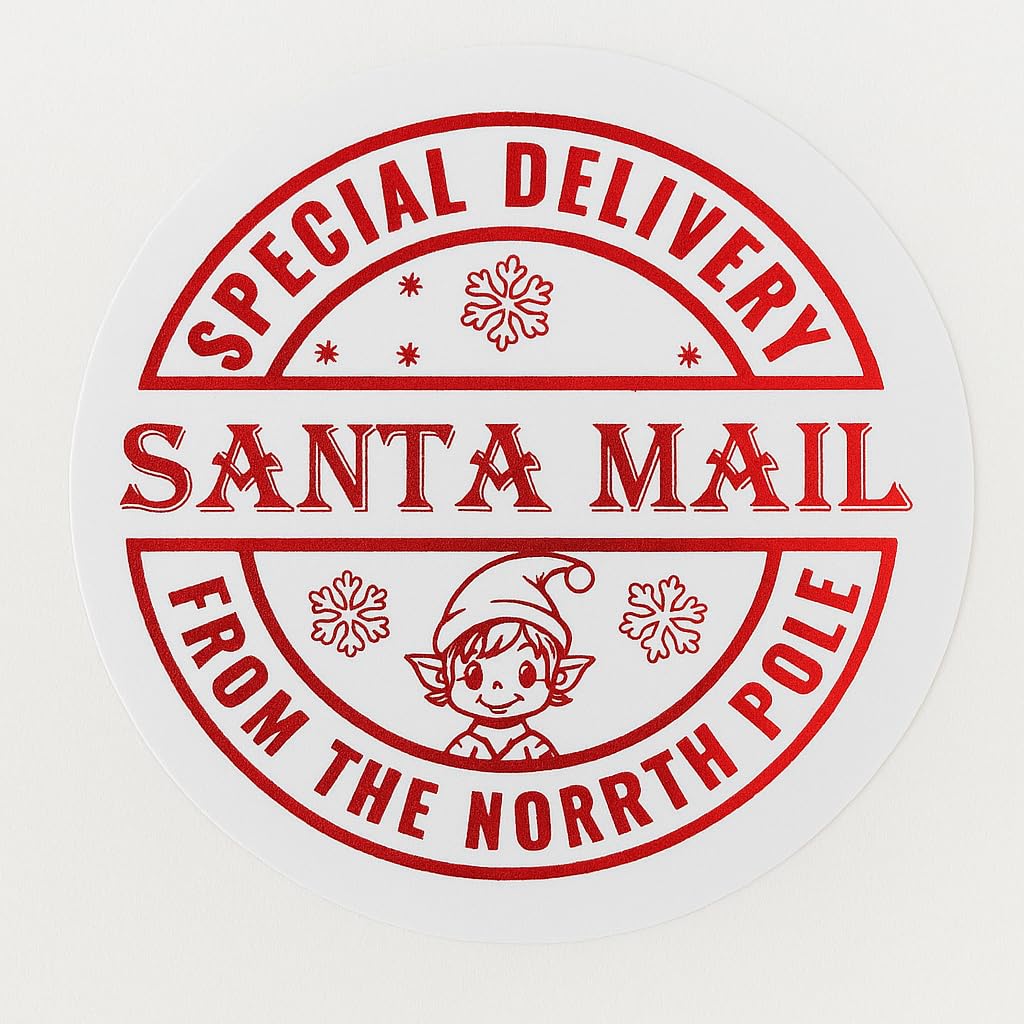 35-Pack Santa Delivery Stickers – North Pole Christmas Labels with Shiny Red Foil Print for Children’s Presents Gifts