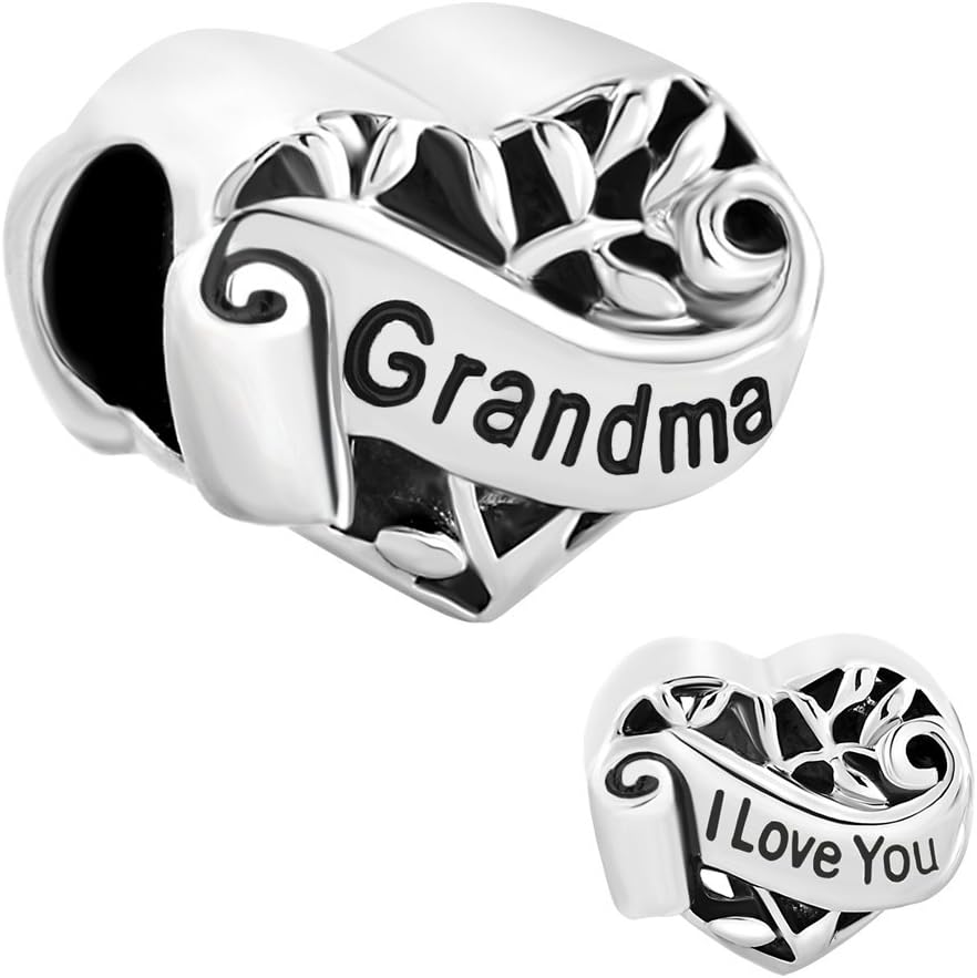 CharmSStory Grandma/Wife/Sister/Niece/Aunt Heart I Love You Beads for Bracelets