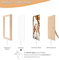 Vista 4 de Marco de fotos de 4x6 pulgadas, marco de fotos de madera de ROBLE con vidrio Perspex para exhibición vertical u horizontal en mesa o pared