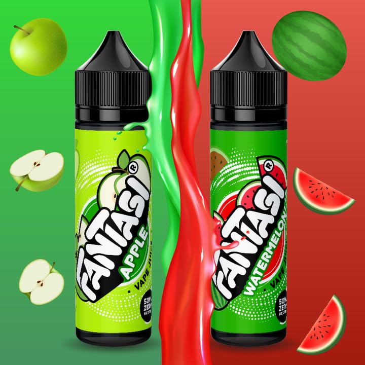 Fantasi Fruits 4 X 50ml Vape Juice E-Liquid Variety Pack | Apple, Cherry,  Grape, Watermelon | No Nicotine 0mg: Amazon.co.uk: Electronics & Photo