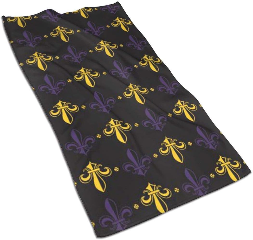 Tyueu Fleur De Lis Mardi Gras Hand Towel and Washcloth, Towels Premium Extra Soft Bath-27.5 X 17.5 in