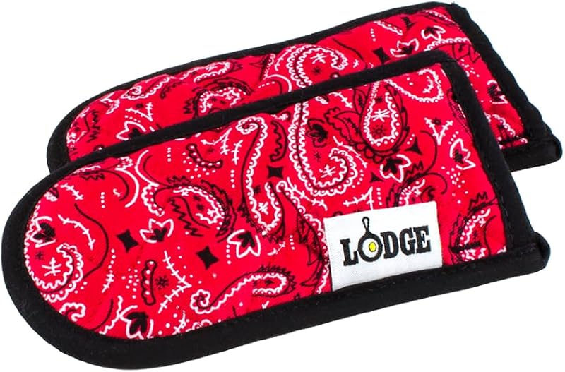 Lodge Fabric Hot Handle Holder (Pack of 2) - Machine Washable Hot Handle Holder Designed for Traditional Lodge Cast Iron Products - Reusable Heat Protection Up to 350° - Bandana